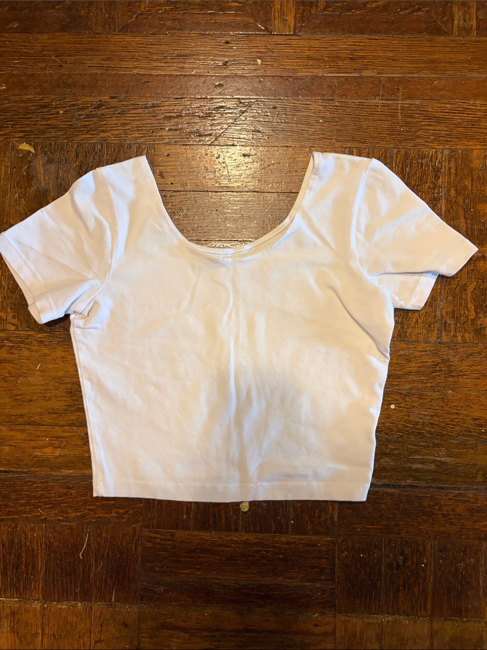 American Apparel White Short Sleeve Scoop Crop Top